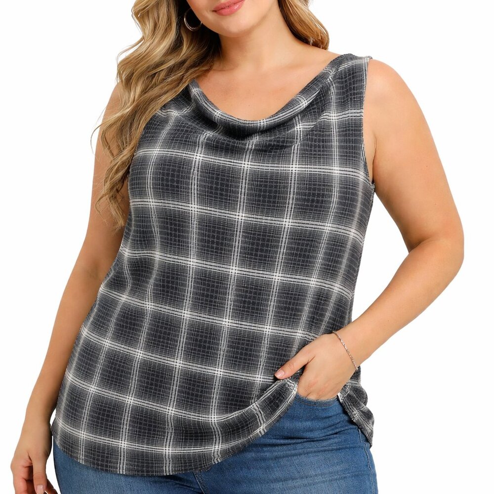 Encore Plus size 20 black and white geometric pattern light weight blouse